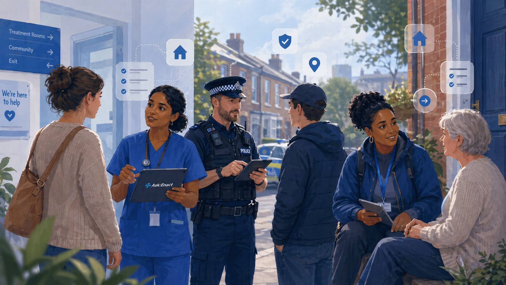 Frontline professionals using Ask:Enact in community settings